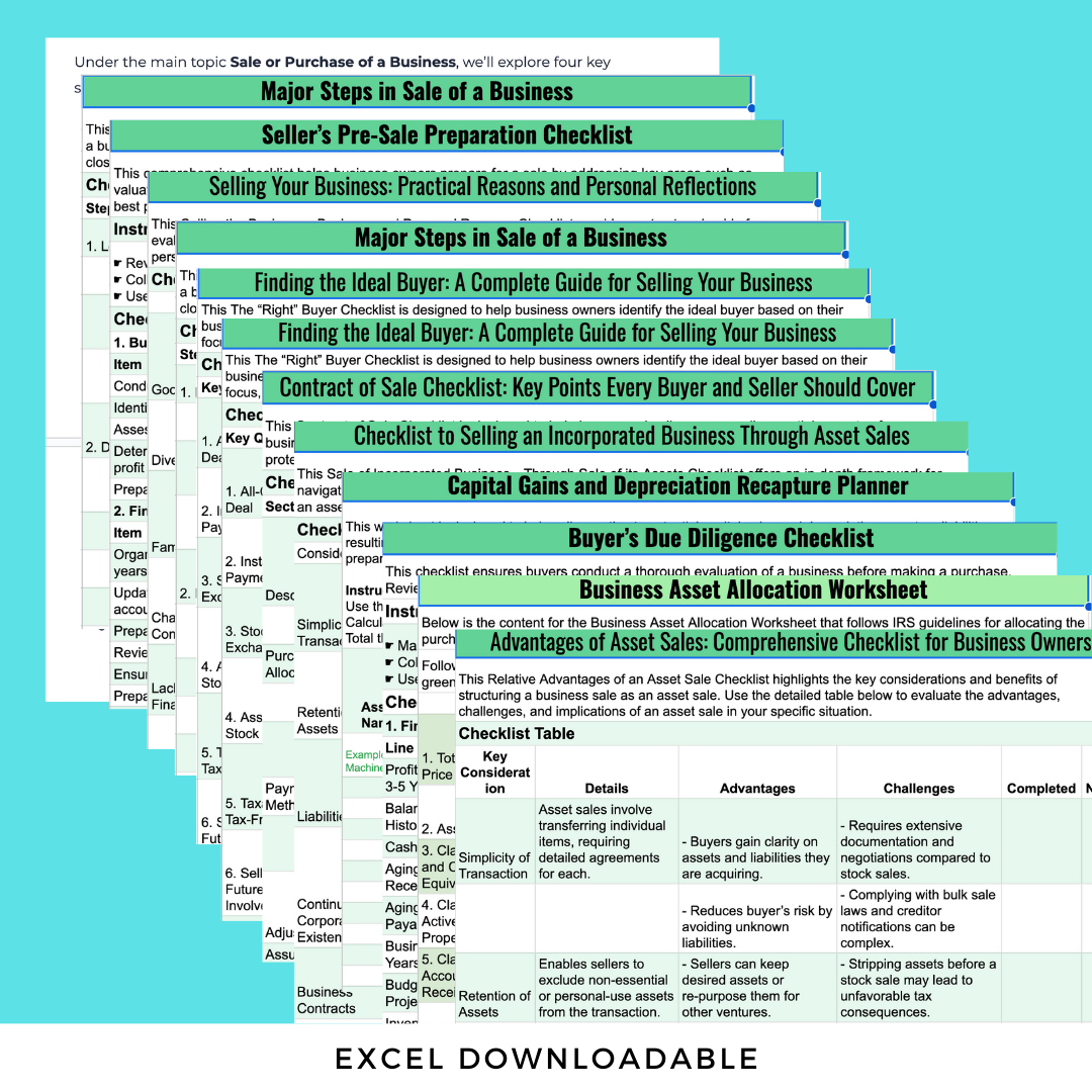 Guide and Toolkit: Sale or Purchase of a Business Bundle - Guides, Checklists, and Worksheets