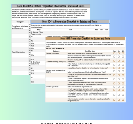 Tax Prep Checklist BUNDLE: 1041, 1041 Final Return, 1041-A