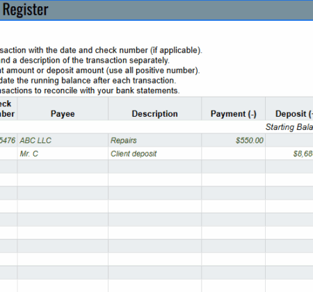 Simple Check Register Spreadsheet (Printable & Editable) Template – Excel + Google Sheets