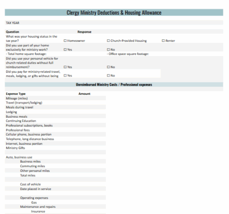 Clergy Tax Toolkit 2025 | Tax Deduction & Housing Allowance Bundle for Ministers | Guide + Excel + Printable Templates