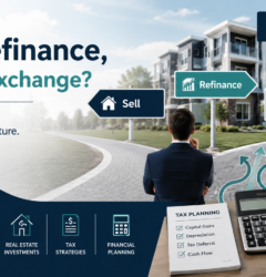 Real estate investor comparing selling, refinancing, and a 1031 exchange before selling rental property