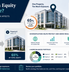 Real estate portfolio dashboard showing concentration risk across property market tenant and equity exposure