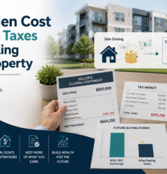 Rental property owner reviewing capital gains tax and reinvestment options before selling