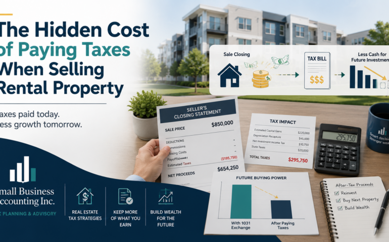 Rental property owner reviewing capital gains tax and reinvestment options before selling