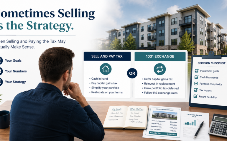 Landlord comparing selling rental property and paying tax versus doing a 1031 exchange