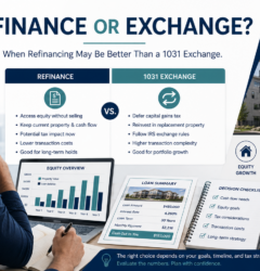 Investor comparing refinancing a rental property with a 1031 exchange strategy